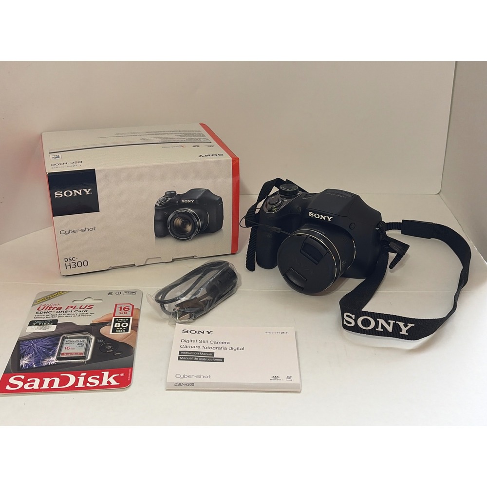 Sony Cyber-shot DSC-H300 20.1MP 35x Zoom Camera Black w/ Box 16GB SD